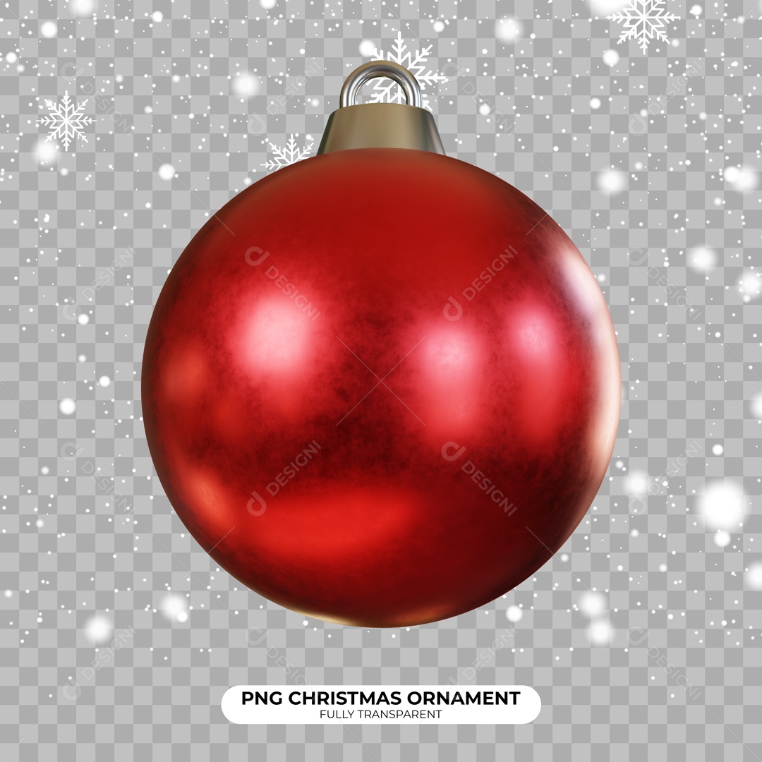 Bola Enfeite de Natal Elemento 3D Vermelha para Composição PSD