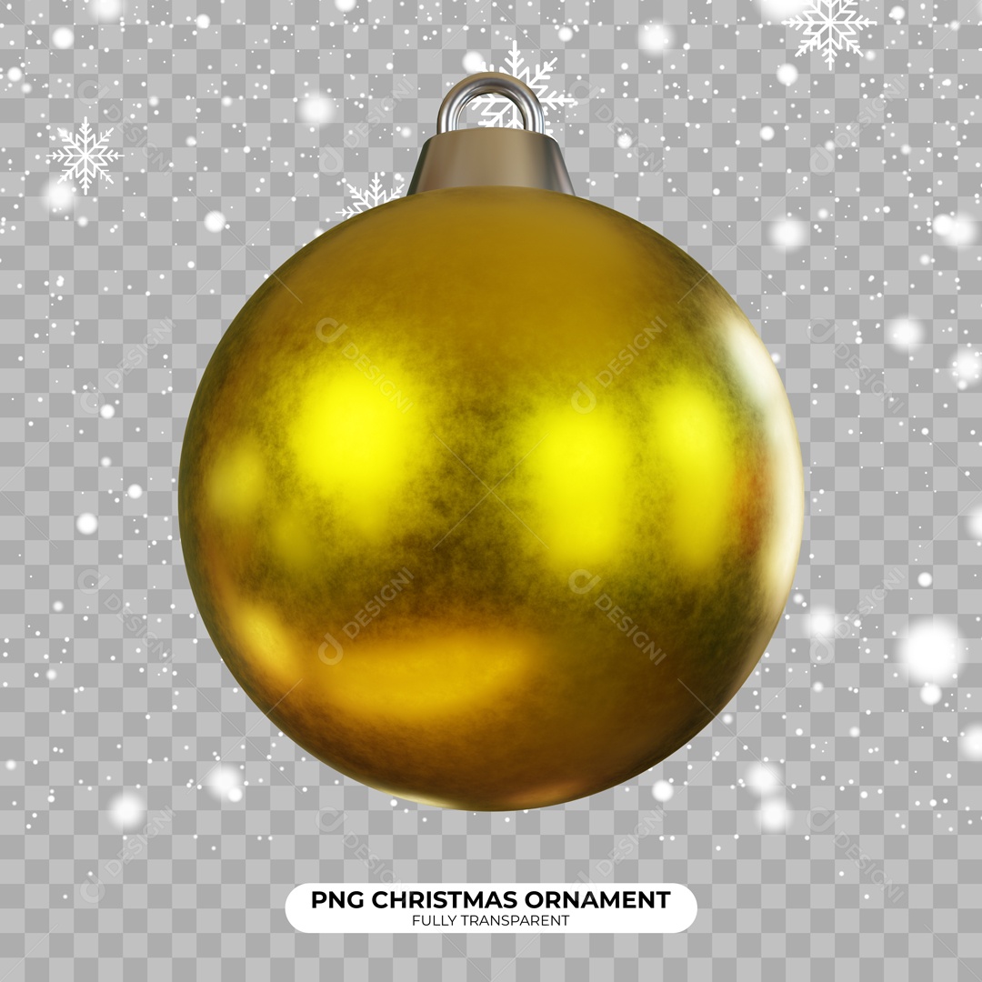 Bola Enfeite de Natal Elemento 3D Dourada para Composição PSD