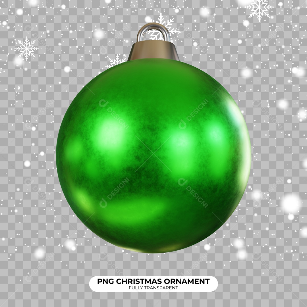 Bola Verde Enfeite de Natal Elemento 3D para Composição PSD