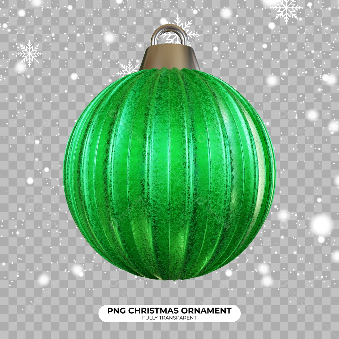 Bola Enfeite de Natal Elemento 3D Verde para Composição PSD