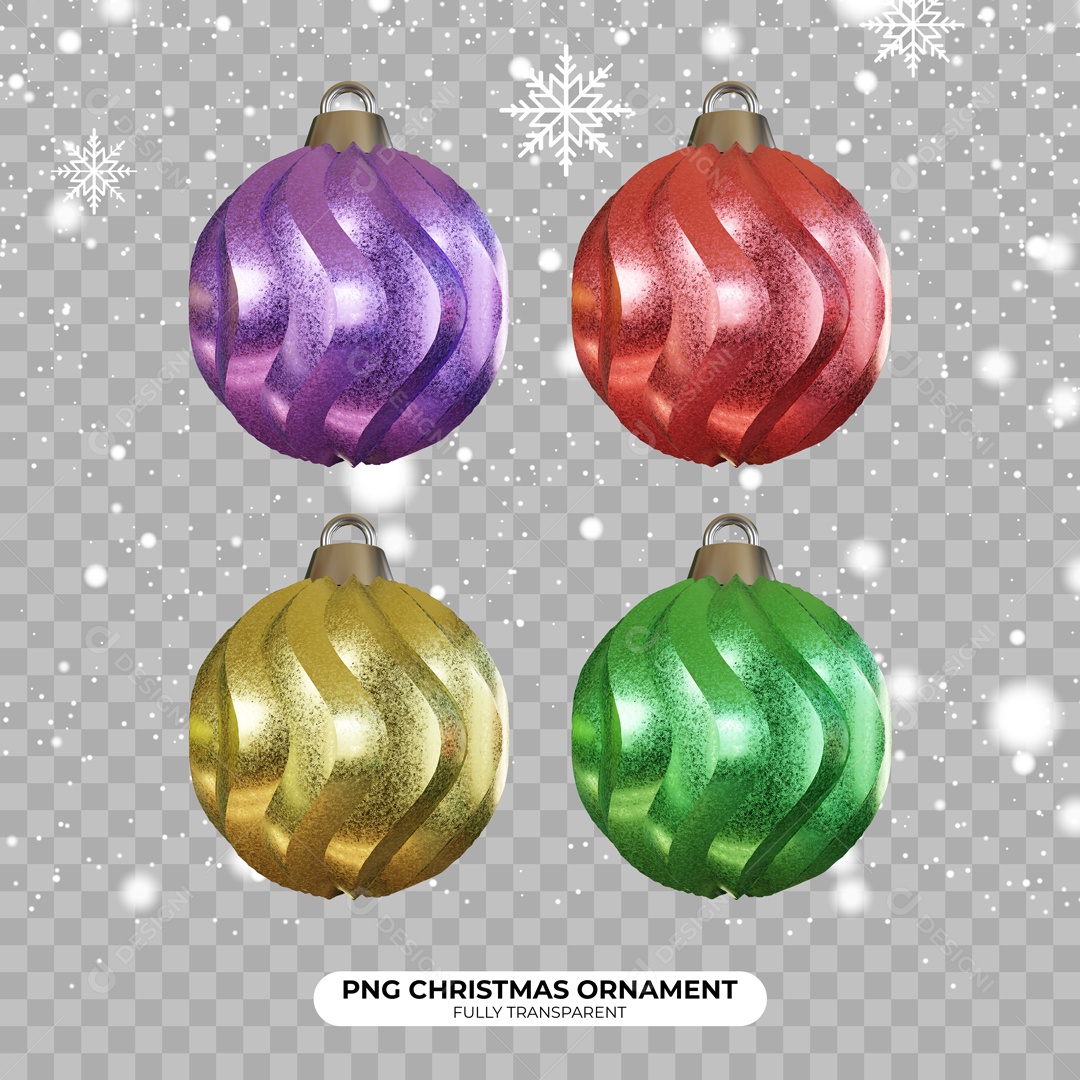 Bolas Enfeite de Natal Elemento 3D para Composição PSD