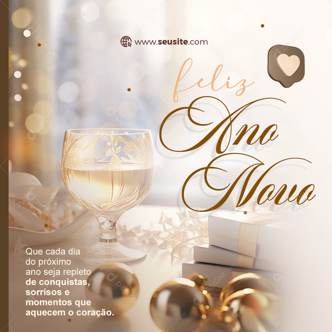 Social Media Feliz Ano Novo Aquecem o Coração PSD Editável