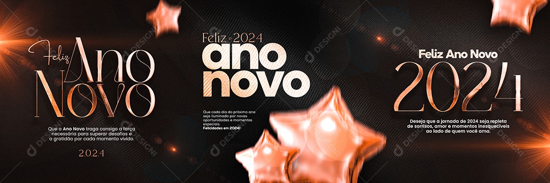 Carrossel Feliz Ano Novo Desejo Que a Jornada de 2024 Seja Repleta de Sorrisos Social Media PSD Editável