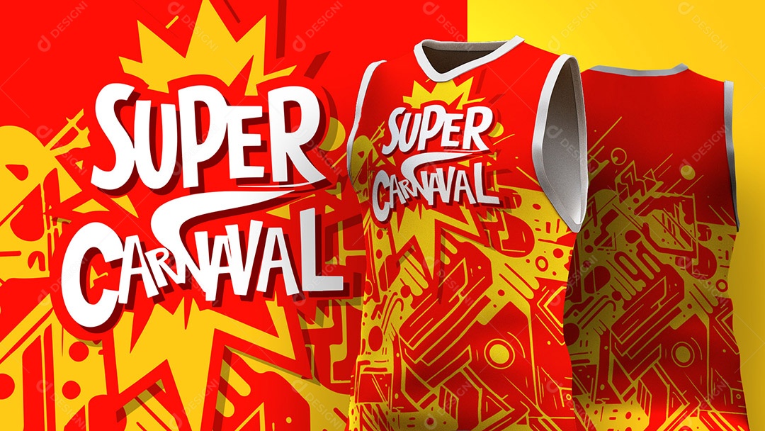 Abadá de Carnaval Estampa de Camisa Texto Super Carnaval Ai + EPS