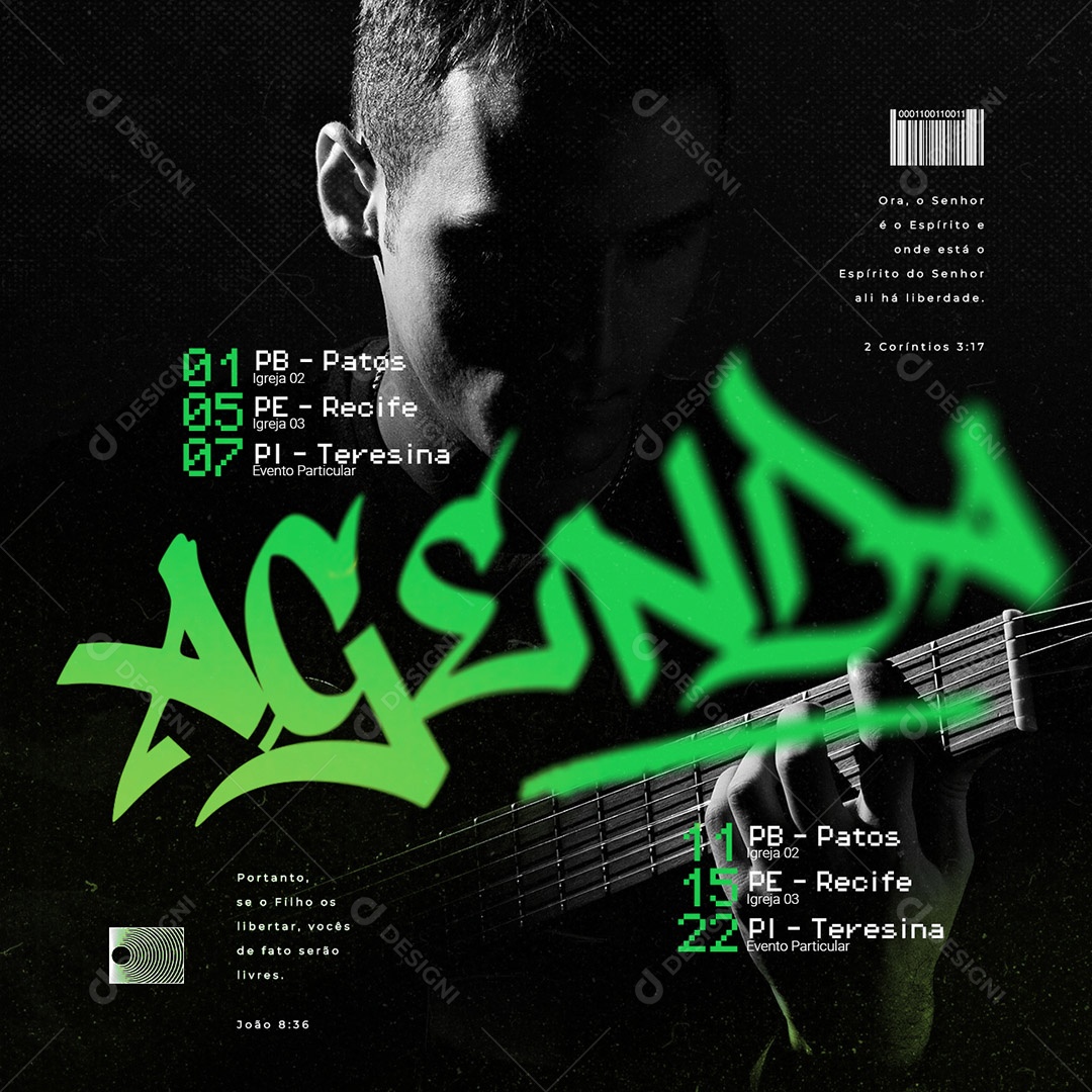 Gospel Agenda Portanto Se o Filho os Libertar Vocês de Fato Serão Livres Social Media PSD Editável