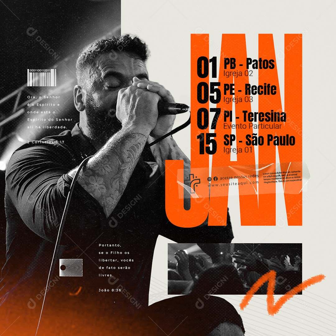 Gospel Janeiro Portanto Se o Filho os Libertar Vocês de Fato Serão Livres Social Media PSD Editável