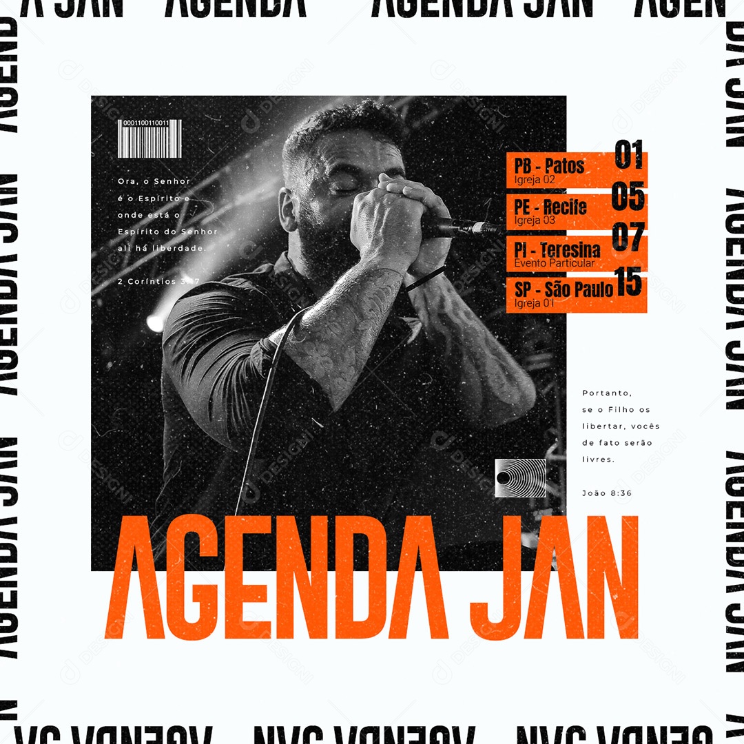 Gospel Agenda Janeiro Ora o Senhor é o Espírito Onde Está Social Media PSD Editável