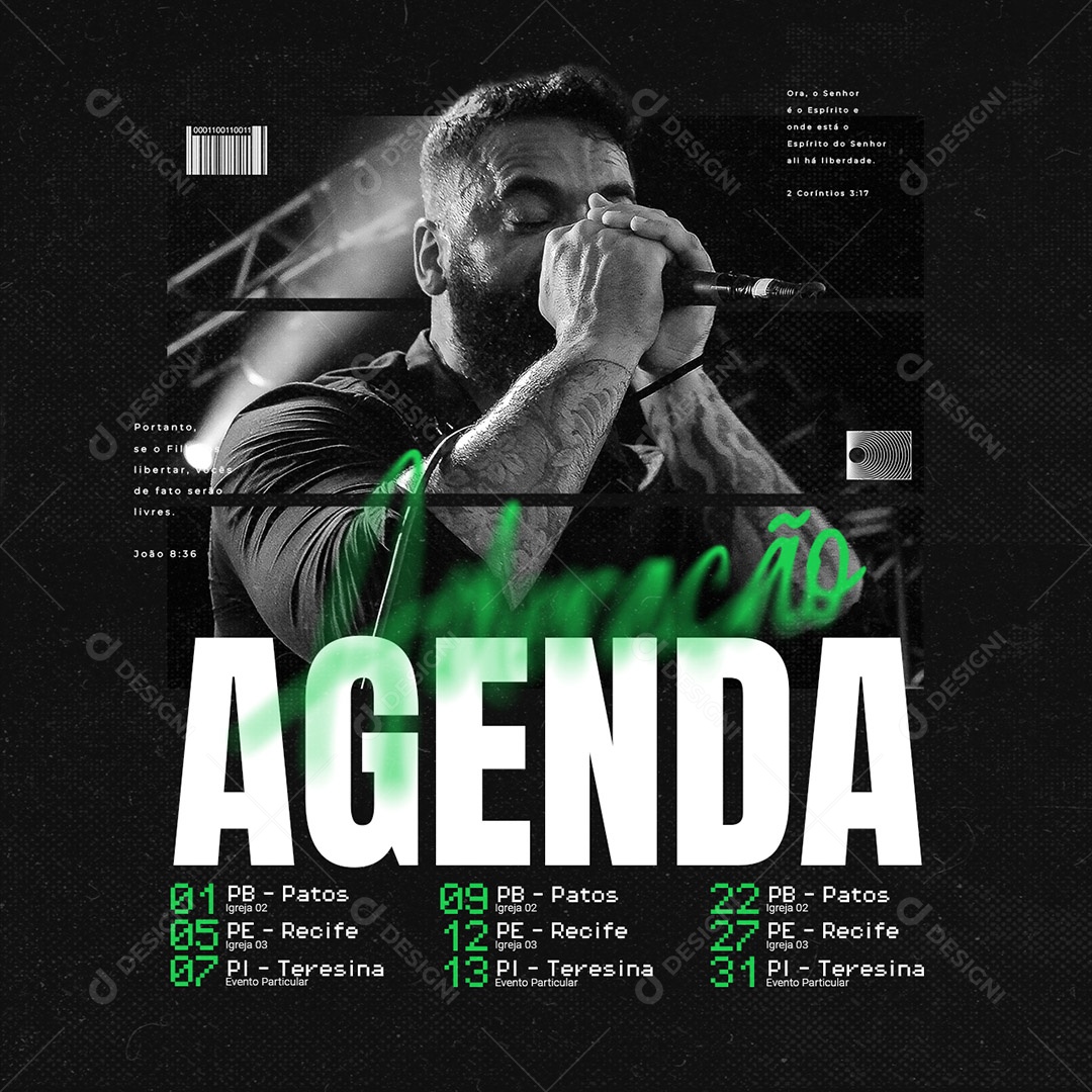 Gospel Agenda Adoração Evangélico Social Media PSD Editável