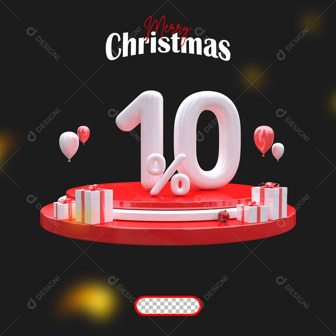 Elemento 3D Feliz Natal 10% Descontos Para Composição PSD