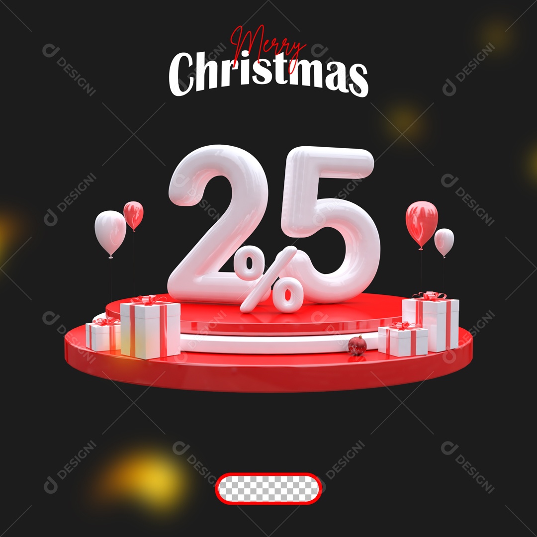 Elemento 3D Feliz Natal 25% Descontos Para Composição PSD
