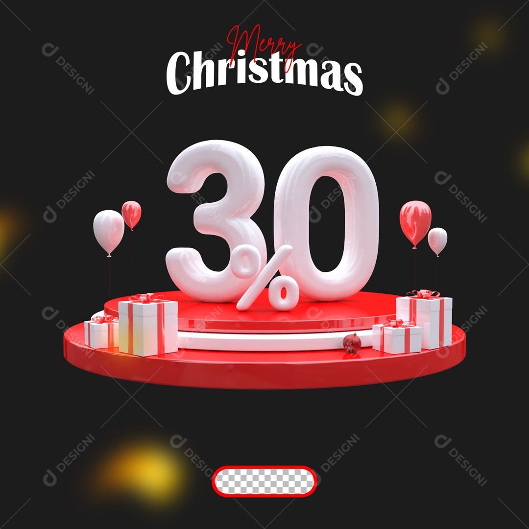 Elemento 3D Feliz Natal 30% Descontos Para Composição PSD