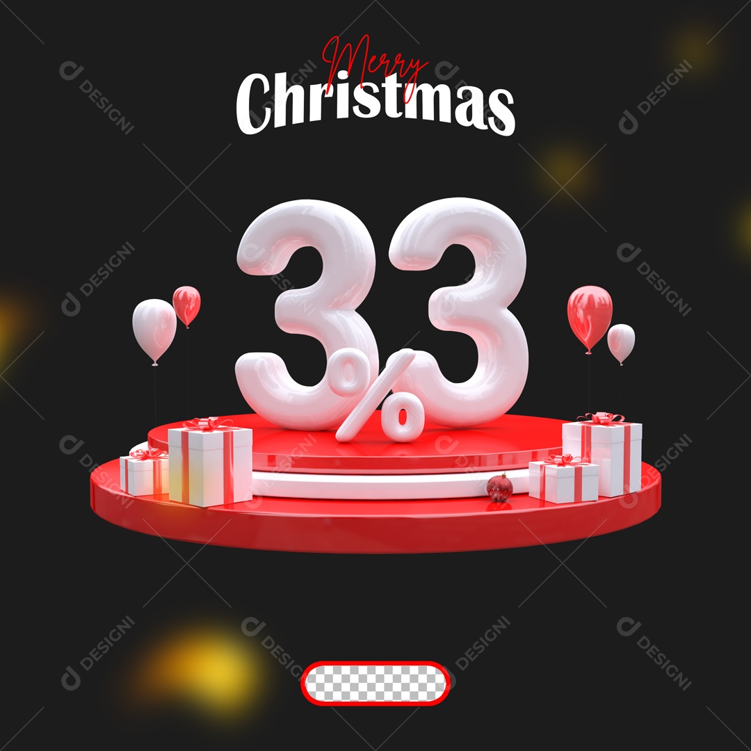 Elemento 3D Feliz Natal 33% Descontos Para Composição PSD