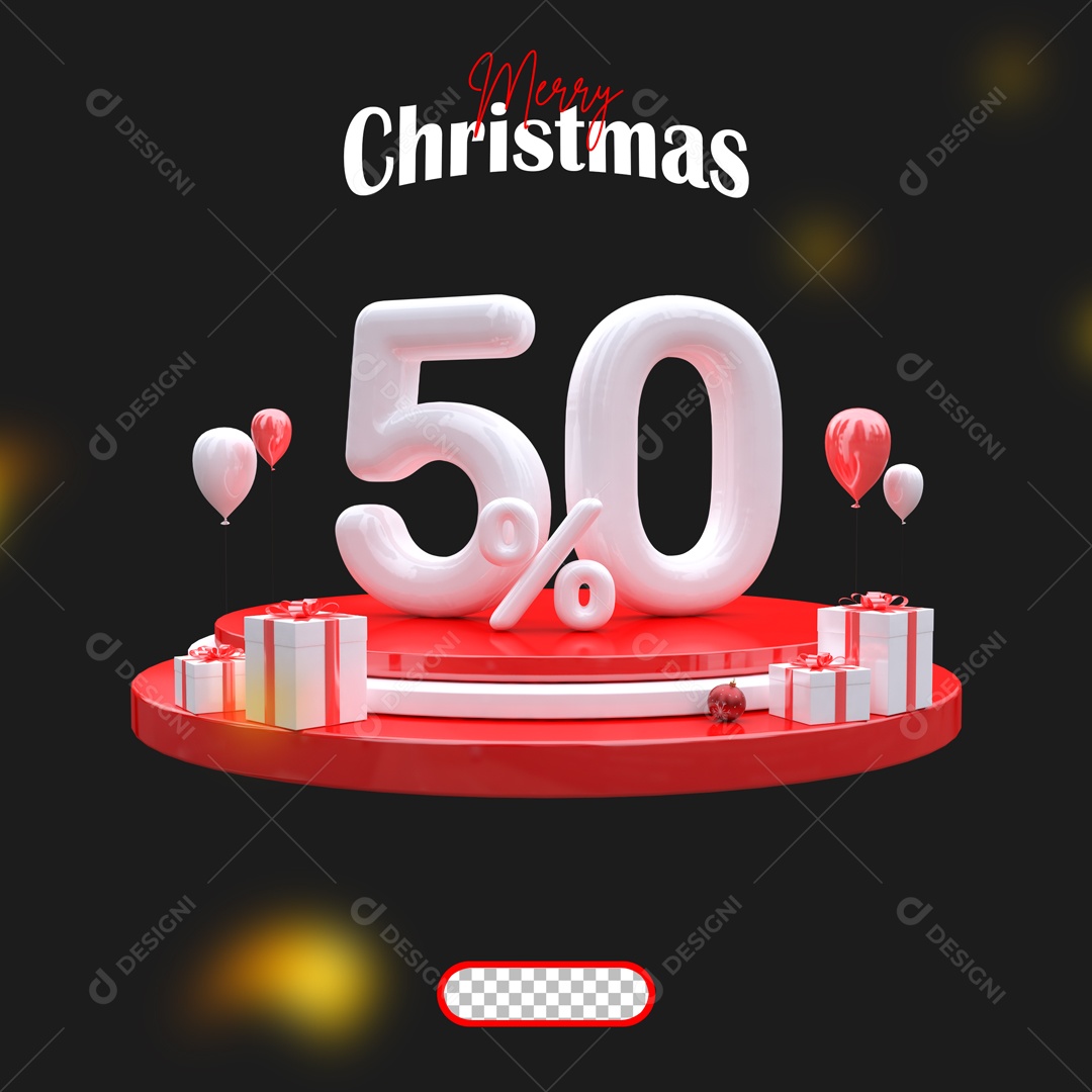 Elemento 3D Feliz Natal 50% Descontos Para Composição PSD