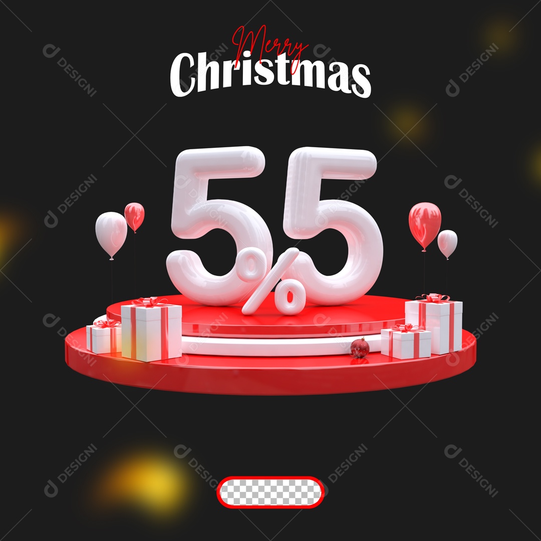 Elemento 3D Feliz Natal 55% Descontos Para Composição PSD