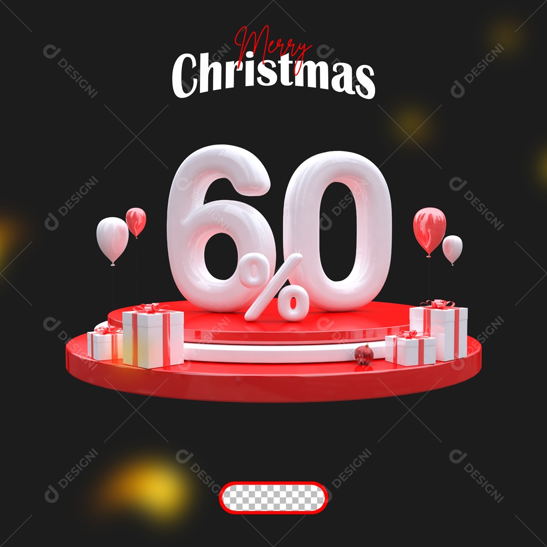Elemento 3D Feliz Natal 60% Descontos Para Composição PSD