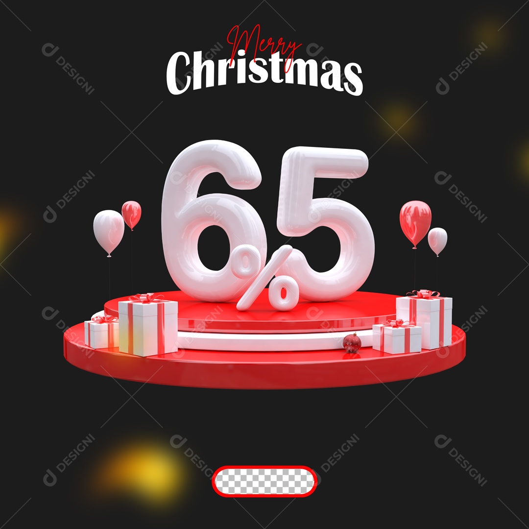 Elemento 3D Feliz Natal 65% Descontos Para Composição PSD