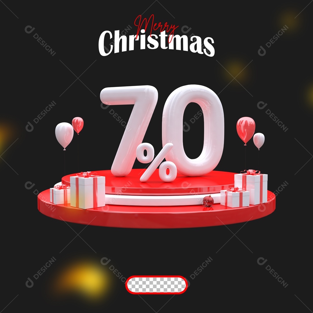 Elemento 3D Feliz Natal 70% Descontos Para Composição PSD