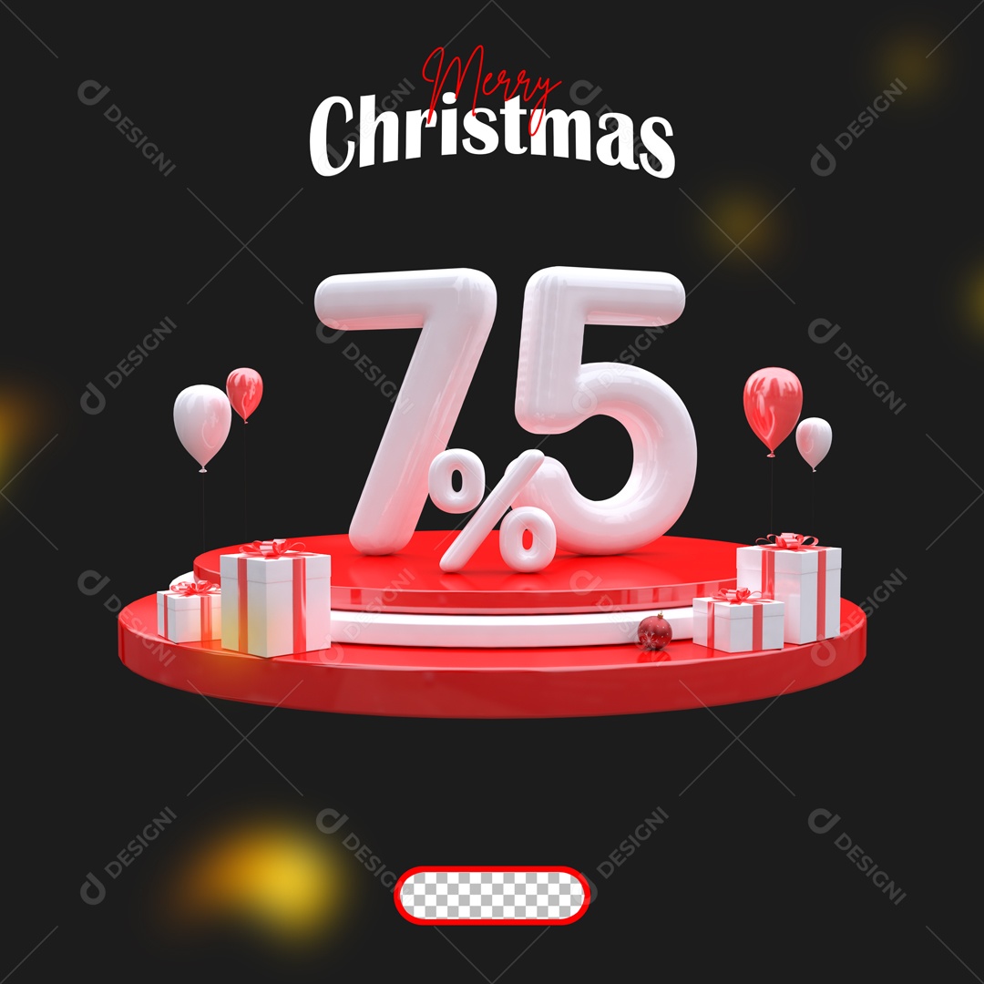 Elemento 3D Feliz Natal 75% Descontos Para Composição PSD