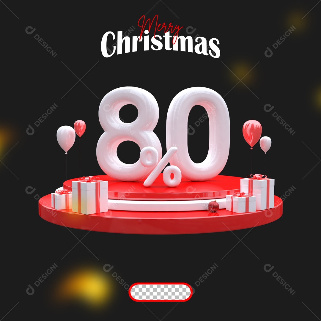 Elemento 3D Feliz Natal 80% Descontos Para Composição PSD