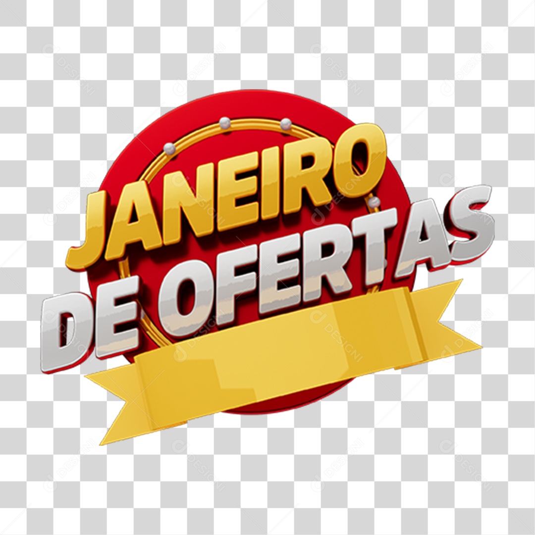 Selo 3D Janeiro de Ofertas PNG Transparente