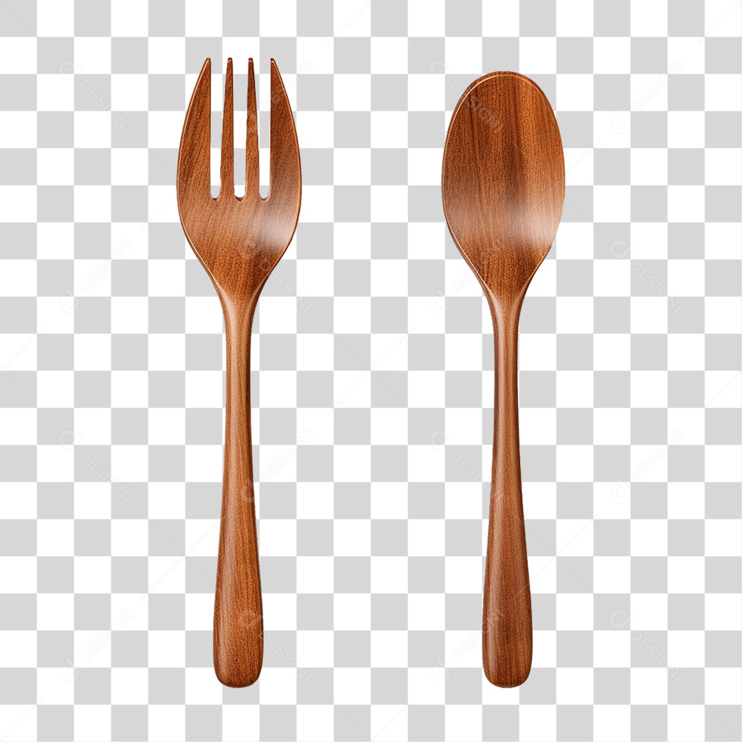 Talheres de Madeira PNG Transparente