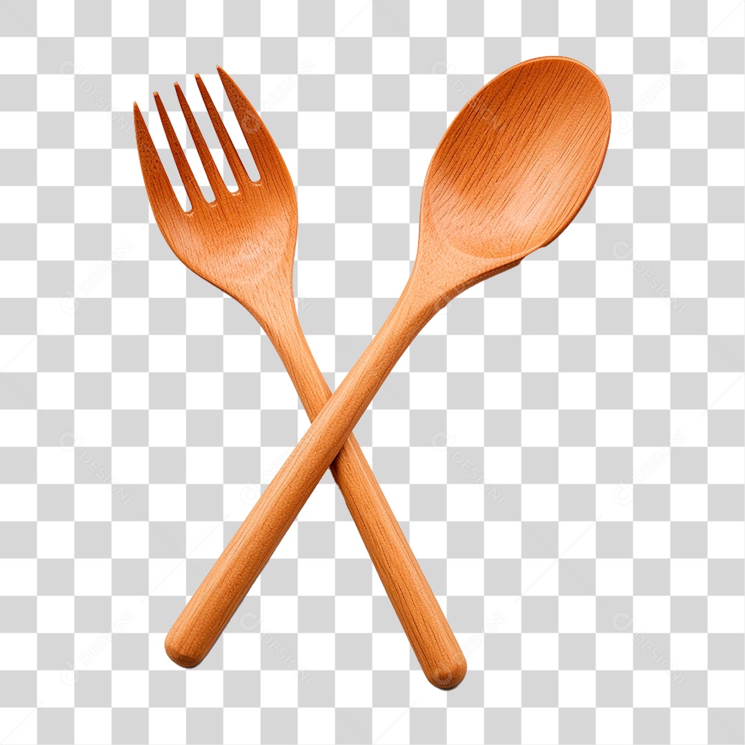 Talheres de Madeira PNG Transparente