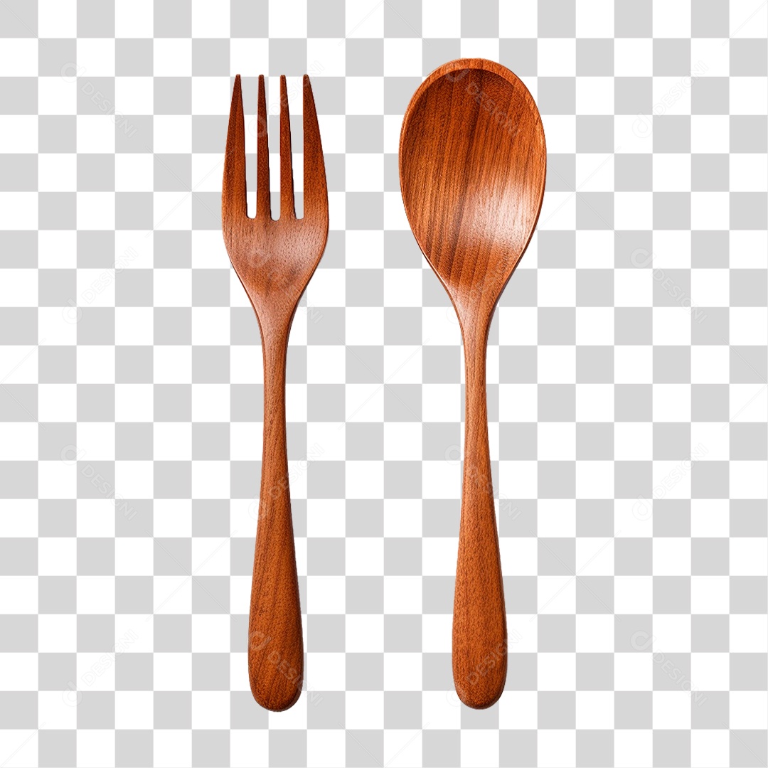 Talheres de Madeira PNG Transparente
