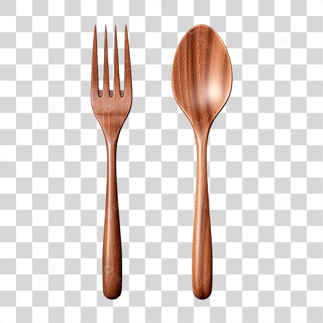 Talheres de Madeira PNG Transparente
