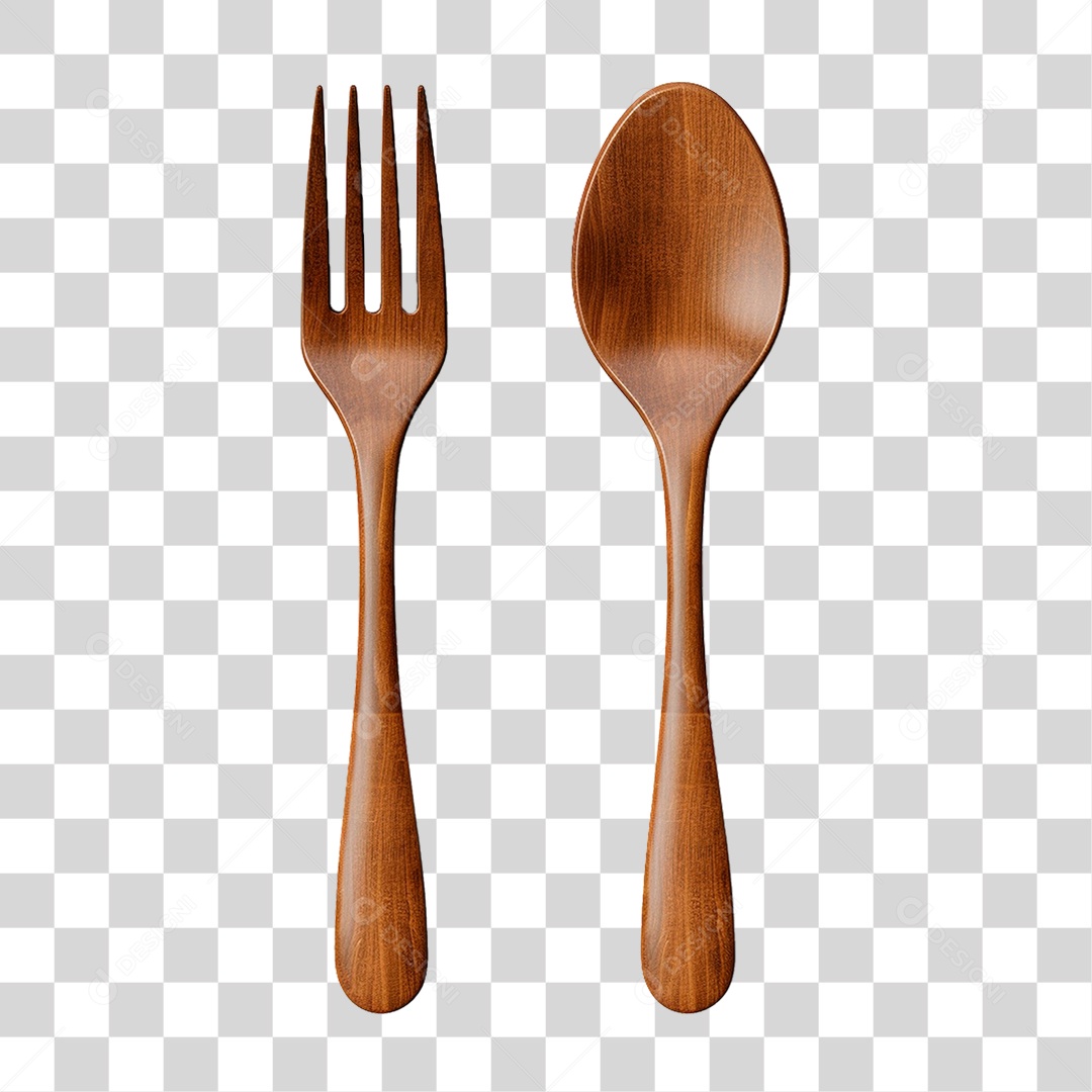 Talheres de Madeira PNG Transparente