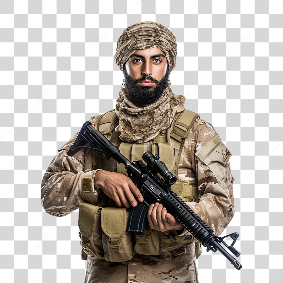 Soldado Muçulmano PNG Transparente