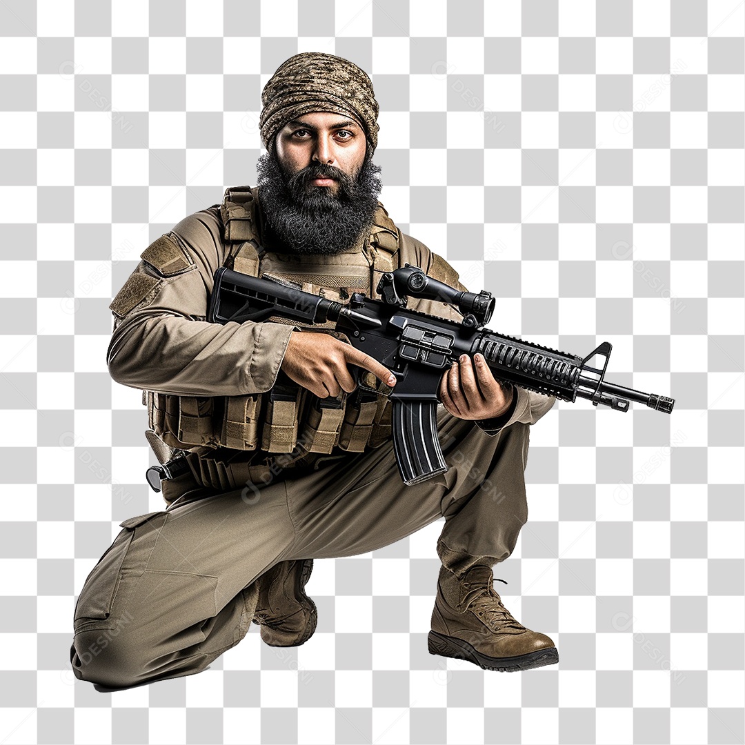 Soldado Muçulmano PNG Transparente