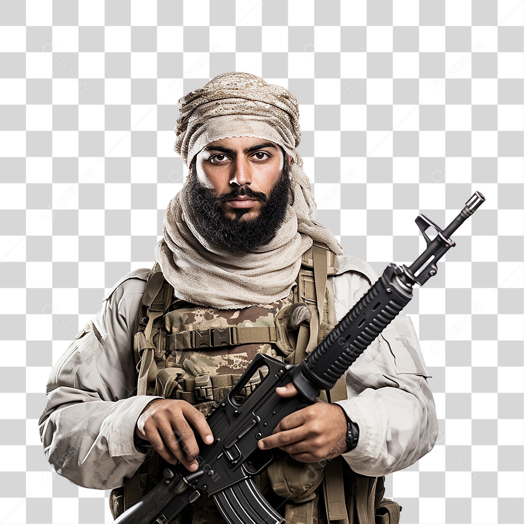Soldado Muçulmano PNG Transparente