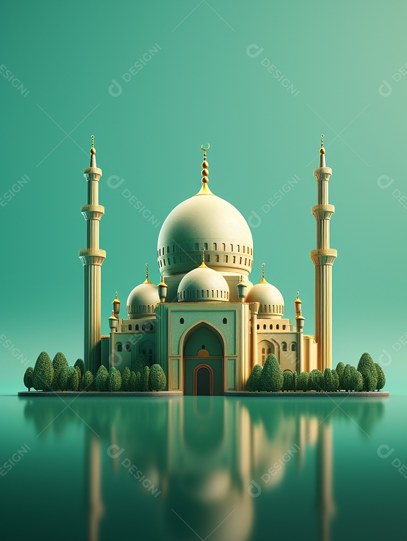 Mesquita islâmica bege com cúpula.