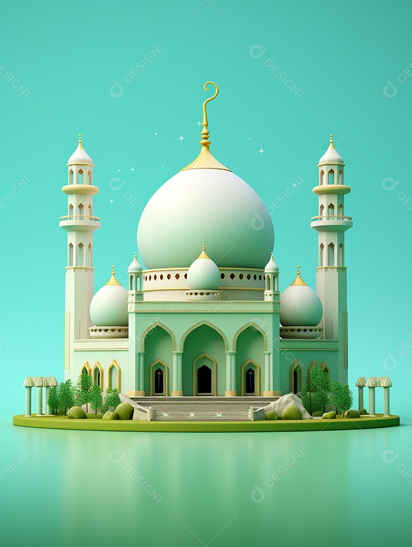 Mesquita islâmica branca com cúpula.