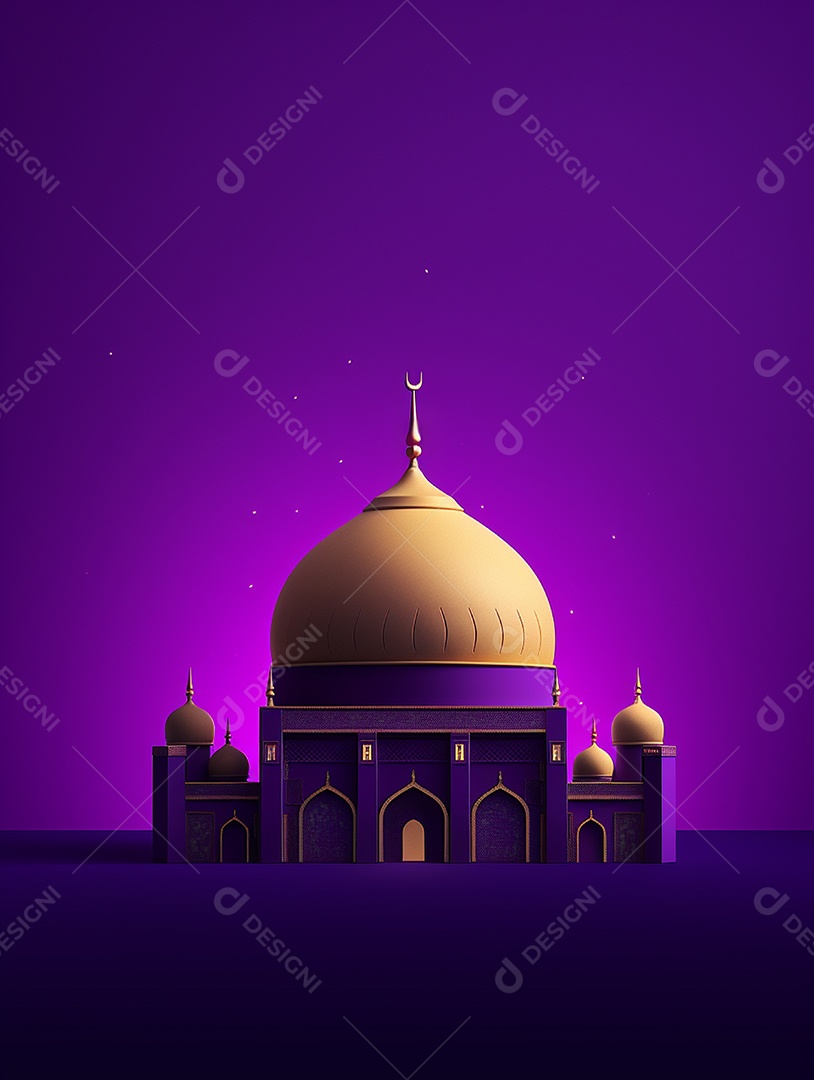 Mesquita islâmica com cúpula dourada.