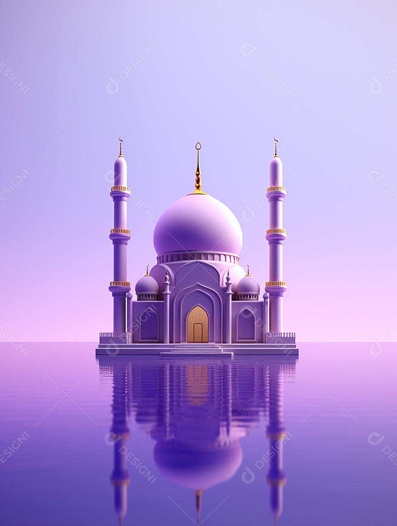 Mesquita islâmica branca com cúpula e torres.