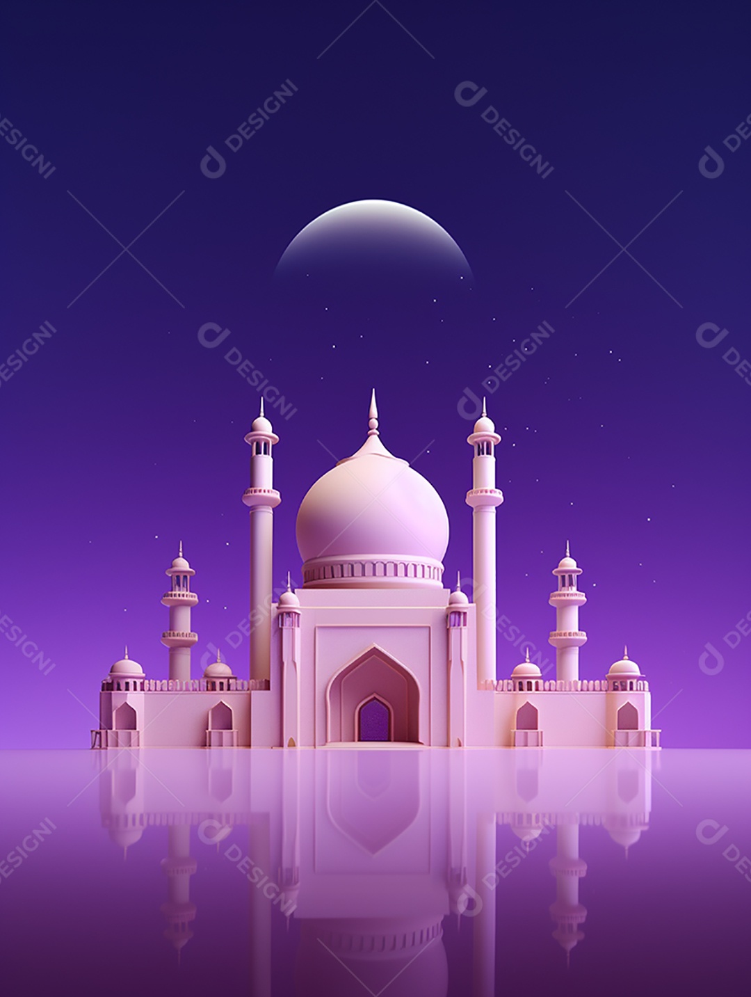 Mesquita islâmica com torres e cúpulas.