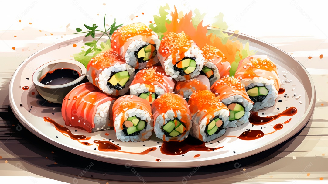 Dia Internacional do Sushi, 1 de novembro IA generativa 3D.