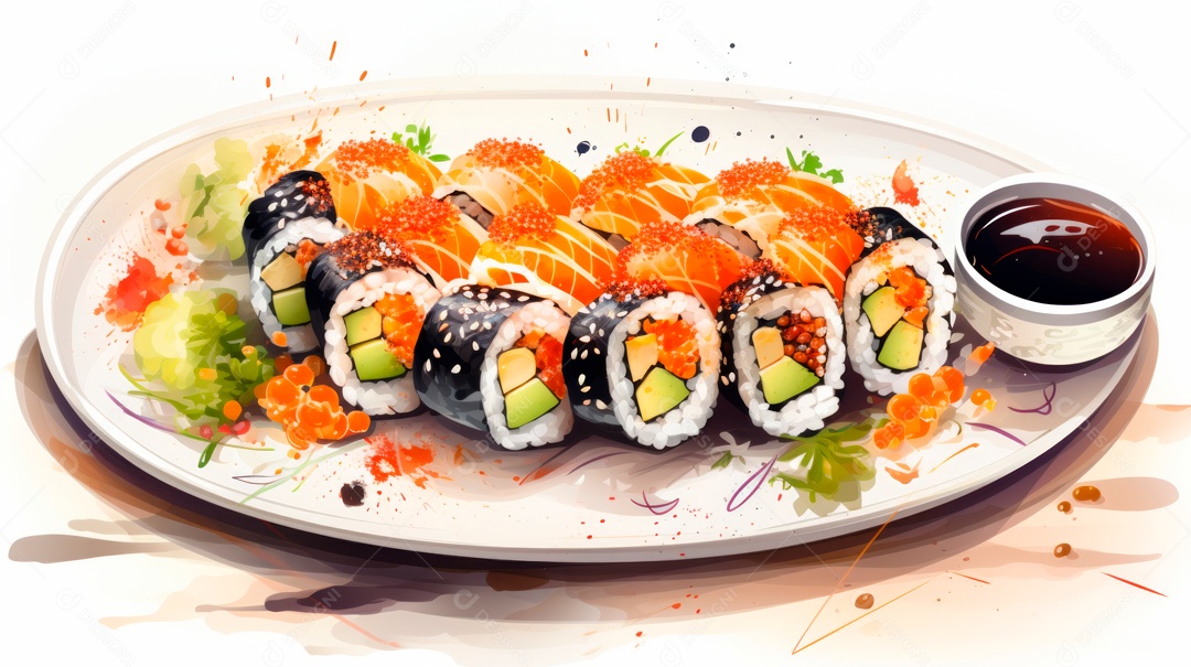 Dia Internacional do Sushi, 1 de novembro IA generativa 3D.