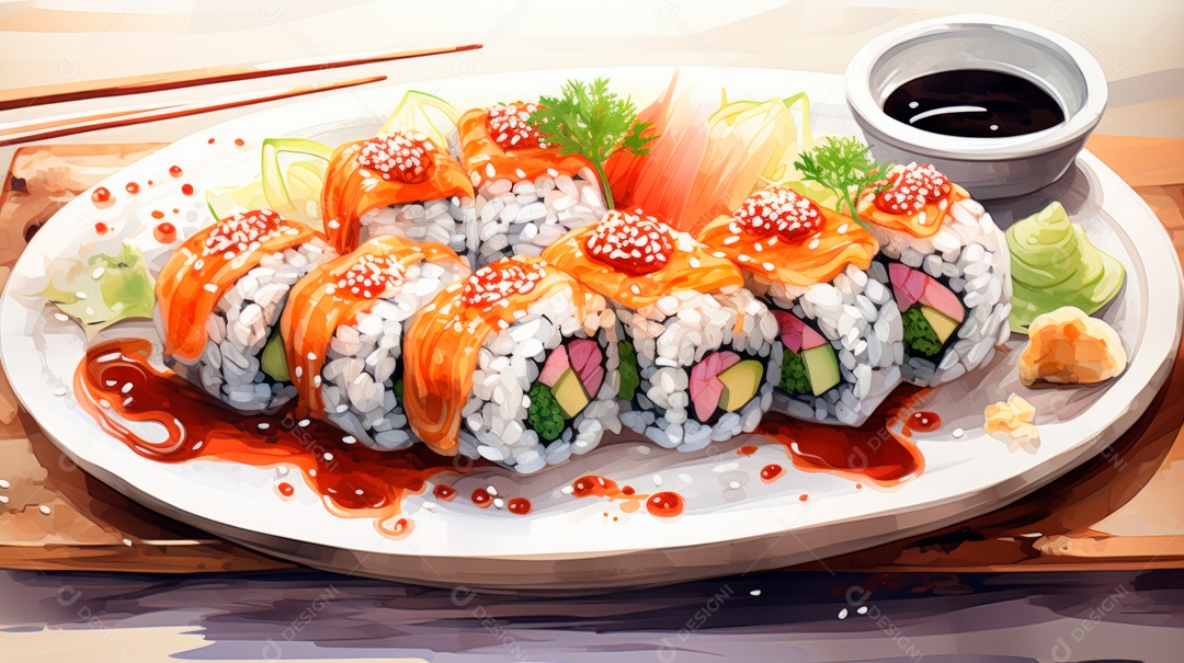 Dia Internacional do Sushi, 1 de novembro IA generativa 3D.