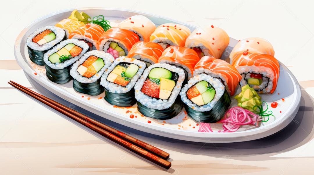 Dia Internacional do Sushi, 1 de novembro IA generativa 3D.