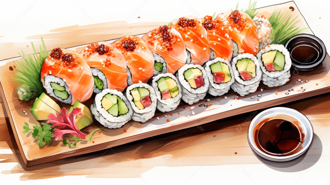 Dia Internacional do Sushi, 1 de novembro IA generativa 3D.