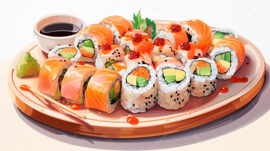 Dia Internacional do Sushi, 1 de novembro IA generativa 3D.