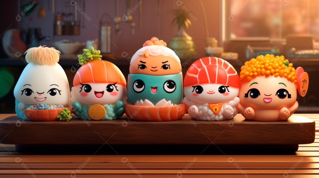 Dia Internacional do Sushi, 1 de novembro IA generativa 3D.