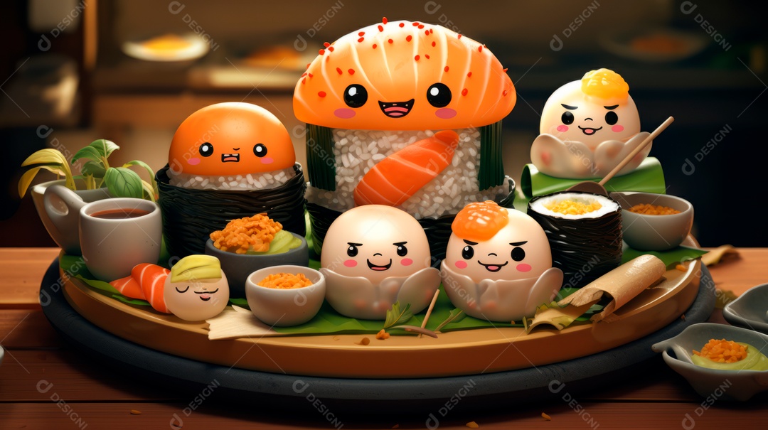 Dia Internacional do Sushi, 1 de novembro IA generativa 3D.