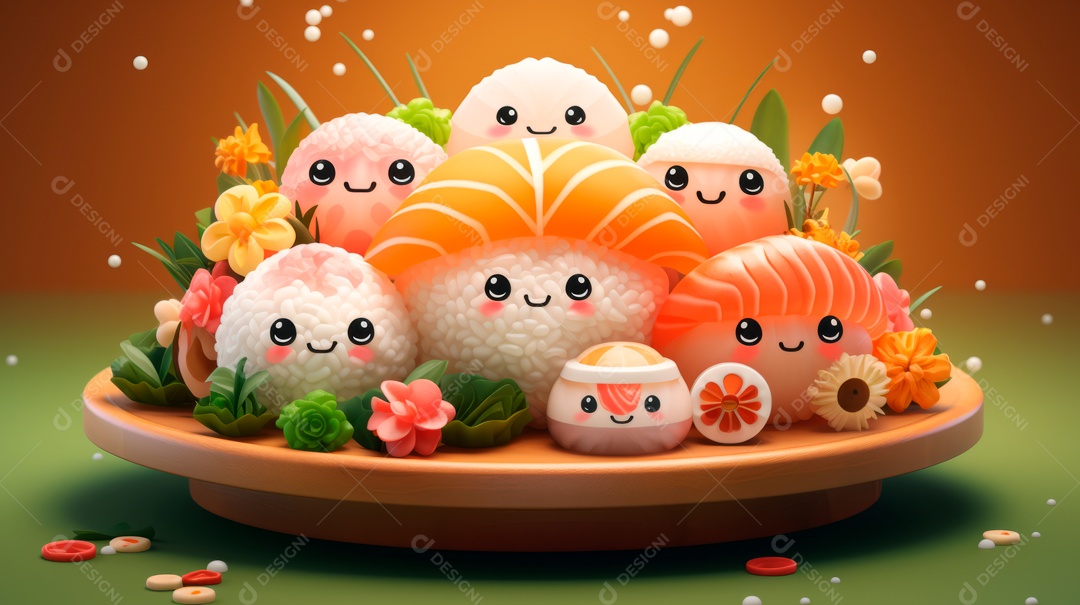 Dia Internacional do Sushi, 1 de novembro IA generativa 3D.