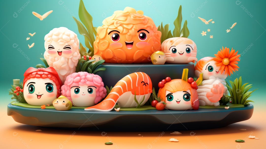 Dia Internacional do Sushi, 1 de novembro IA generativa 3D.