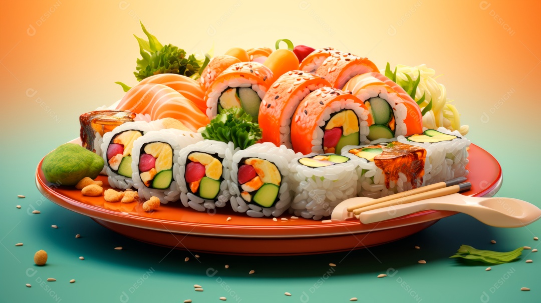 Dia Internacional do Sushi, 1 de novembro IA generativa 3D.