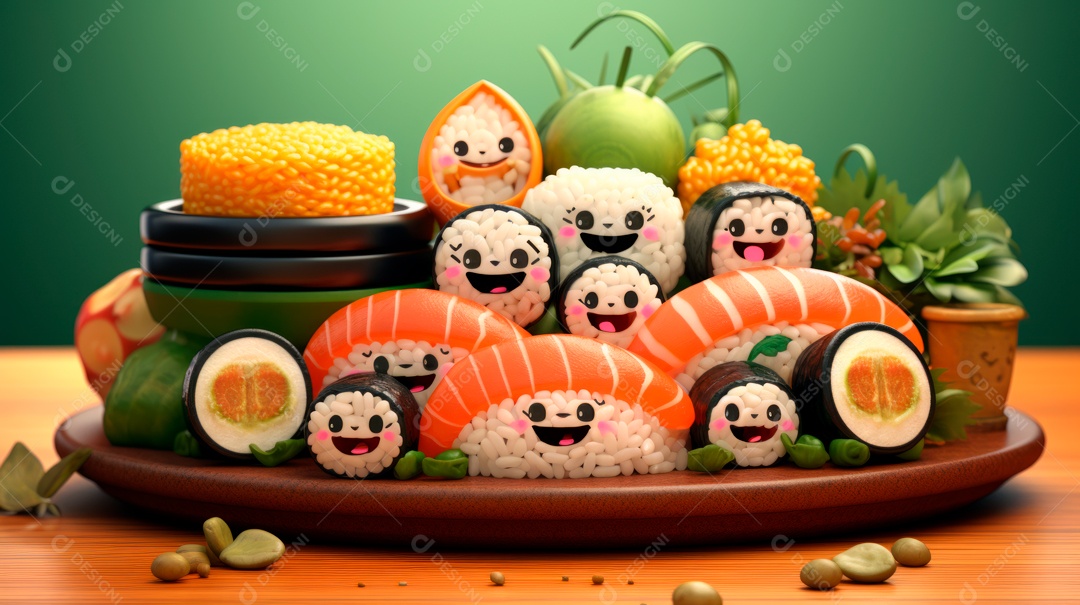 Dia Internacional do Sushi, 1 de novembro IA generativa 3D.