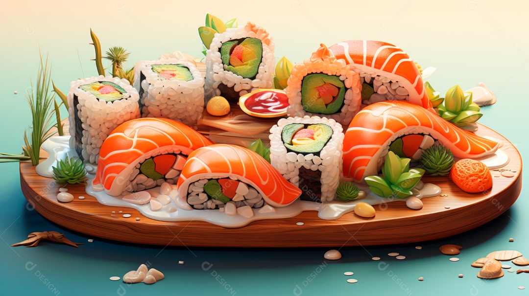 Dia Internacional do Sushi, 1 de novembro IA generativa 3D.